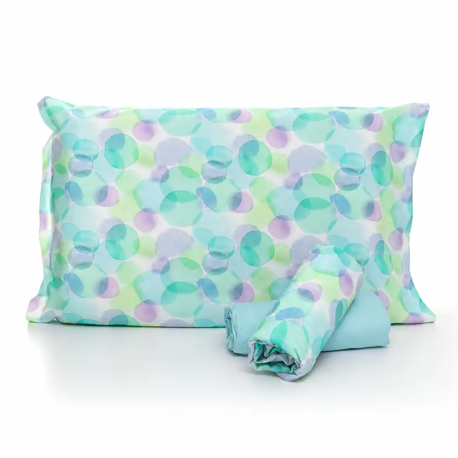Jogo de Cama Aquarela com Lençok de elástico Verde Água