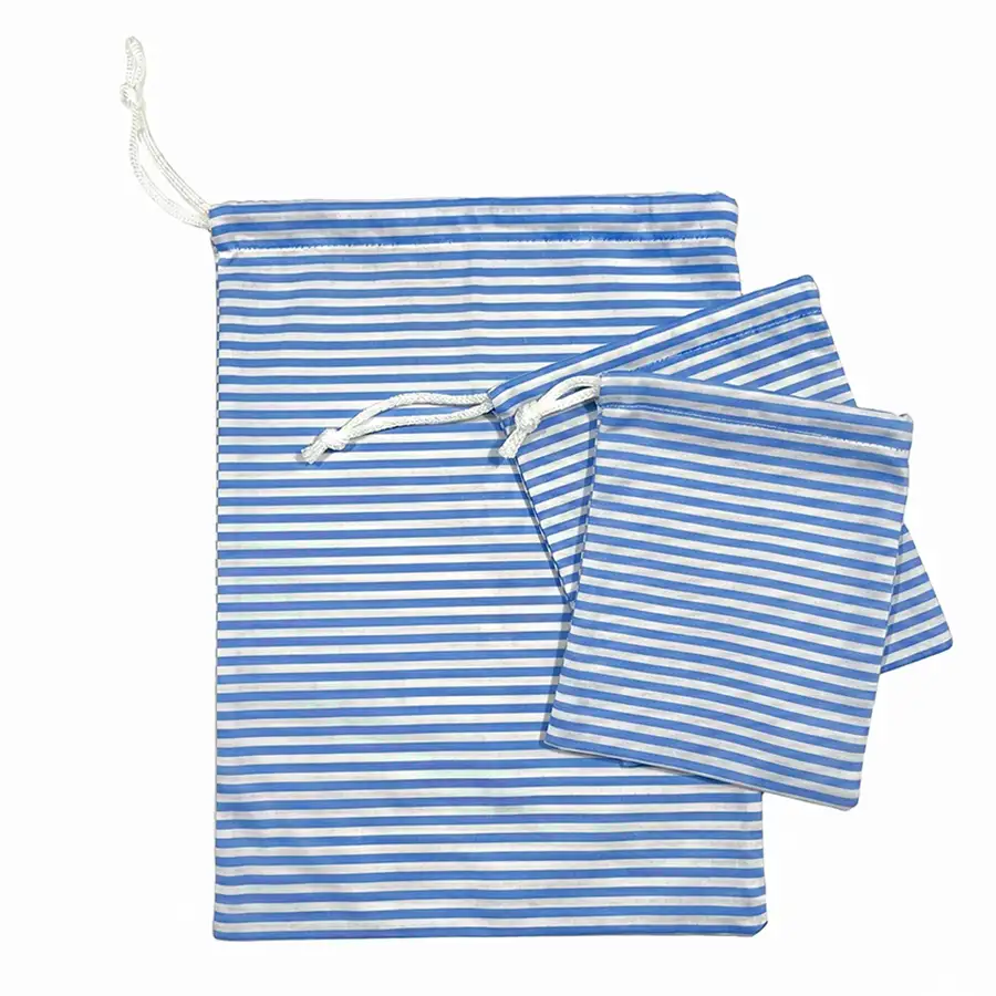 Saco Organizador Infantil Multiuso – Listrado Azul – Kit com 3
