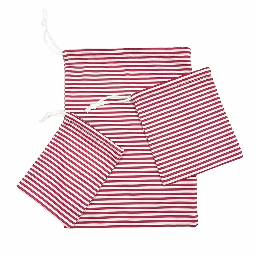 Saco Organizador Infantil Multiuso – Listrado Vermelho – Kit com 3