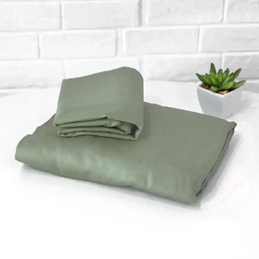 Roupa de Cama Lisa Percal Chá Verde – 2 peças