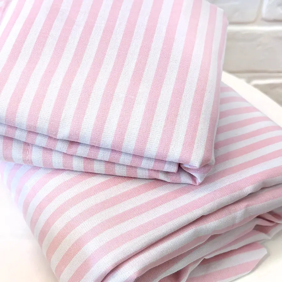Roupa de cama 100% algodão listrado rosa fio tinto