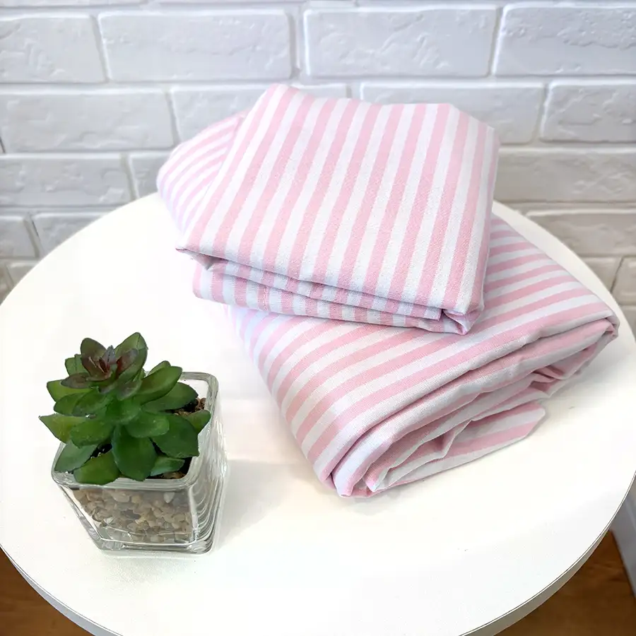 Roupa de Cama Listrado Rosa – 2 peças