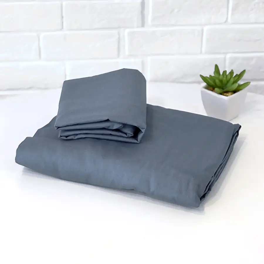 Roupa de Cama Lisa Percal Azul Névoa – 2 peças