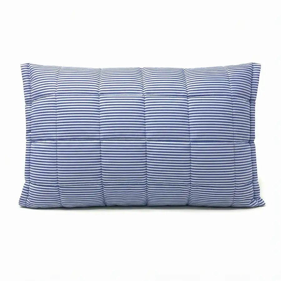 Capa de Travesseiro Listrado Azul e Branco