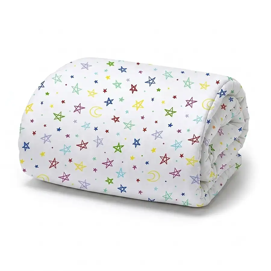 Colcha Infantil com Elástico Estrelas verso Off White