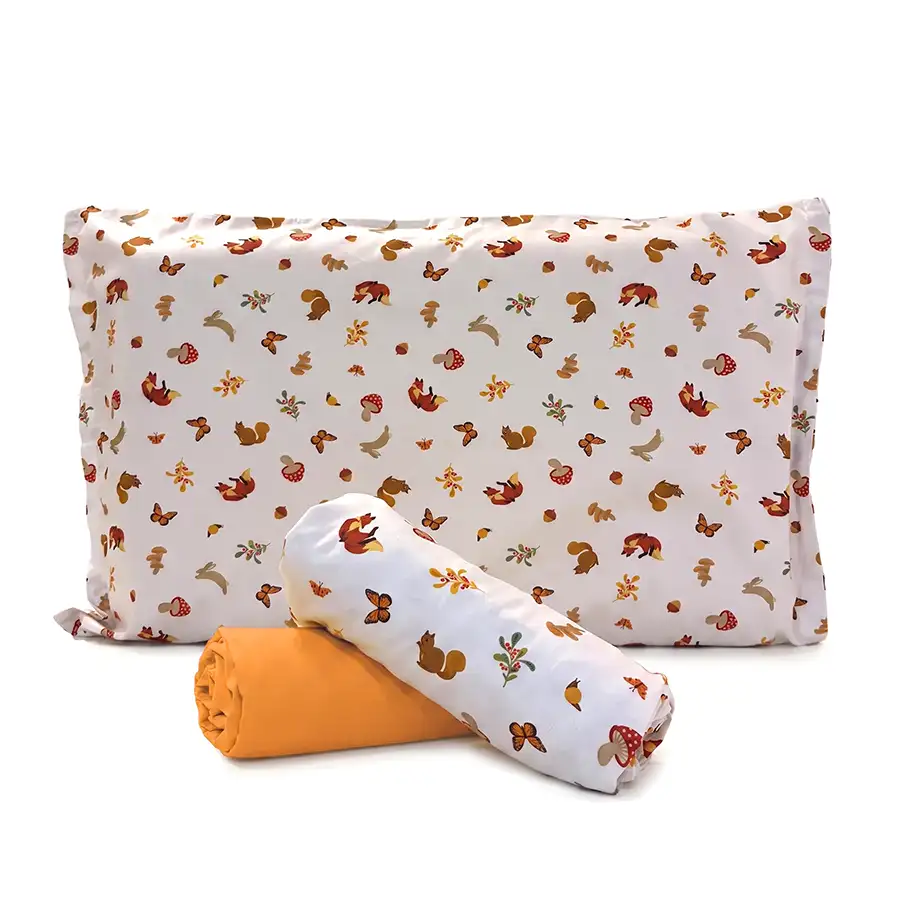 Jogo de Cama Bosque com Lençol de Elástico Laranja Claro