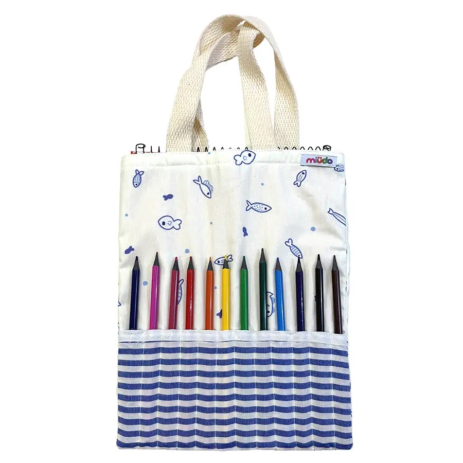 Kit Infantil de Desenho – Peixinhos Listrado Azul