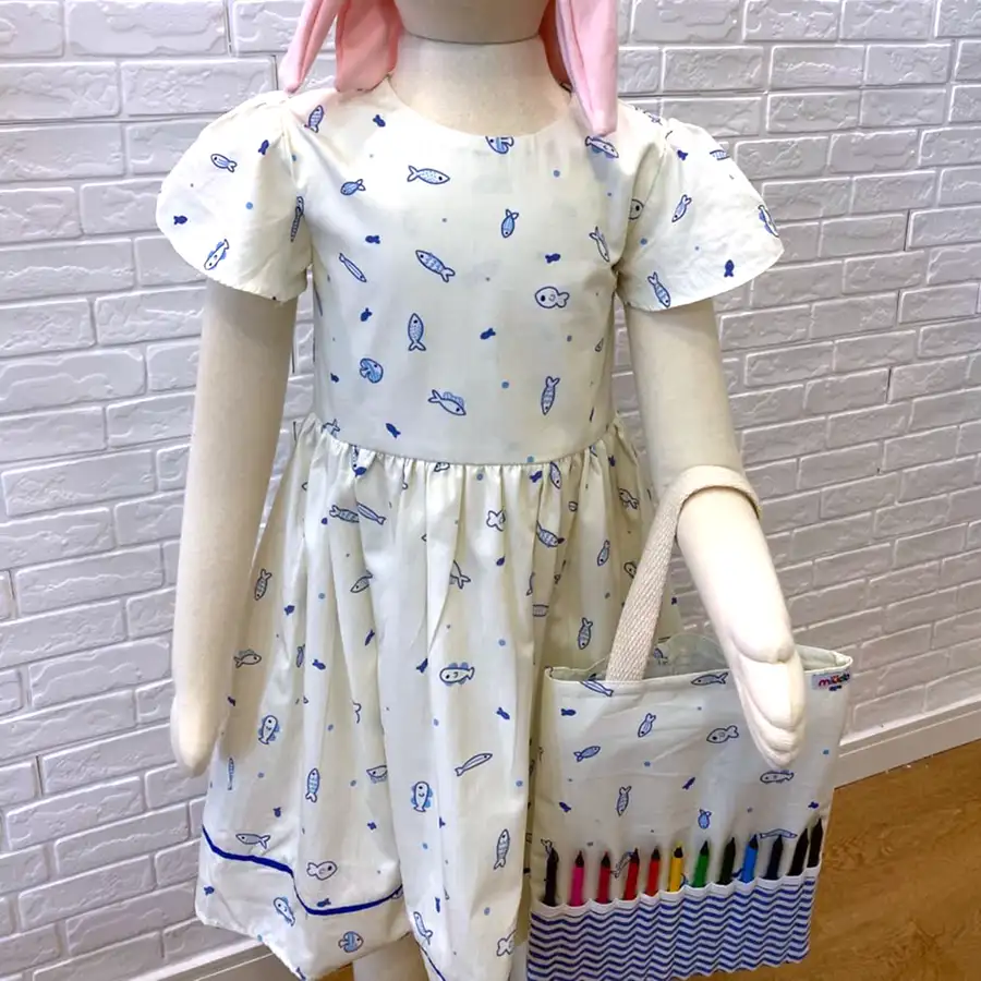 Vestido Infantil Peixinhos Azul