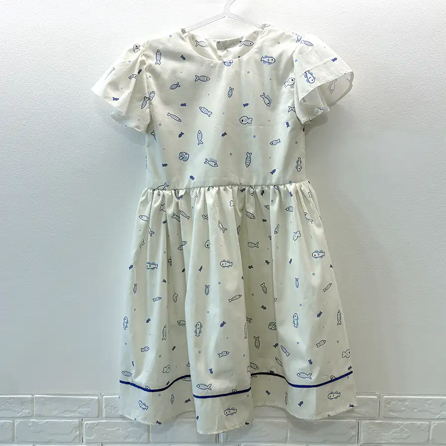 Vestido Infantil Peixinhos Azul