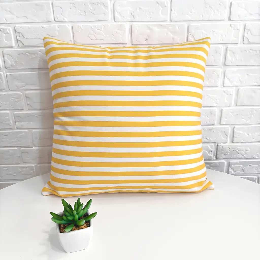 Capa de Almofada Listrada Amarelo 40×40
