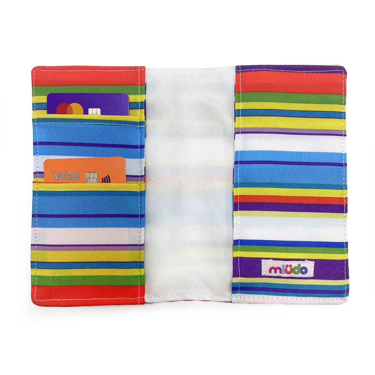 Porta Passaporte Listrado Colorido com Branco - Imagem 3