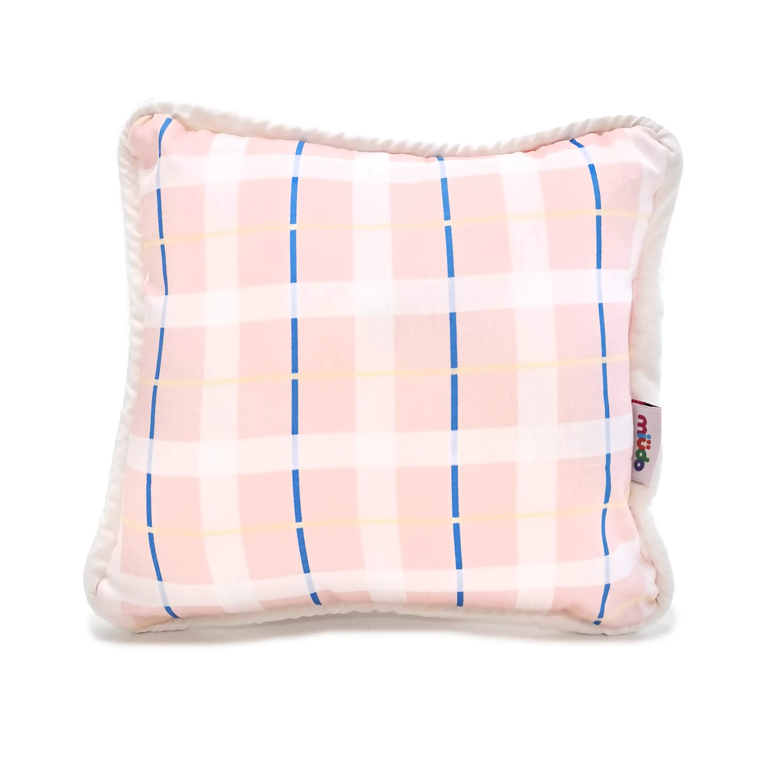 Almofadinha Xadrez Rosa e Azul 25×25 cm