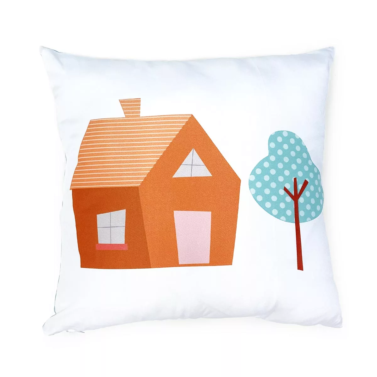 Capa de Almofada Casa Tijolo com Árvore 40×40 cm