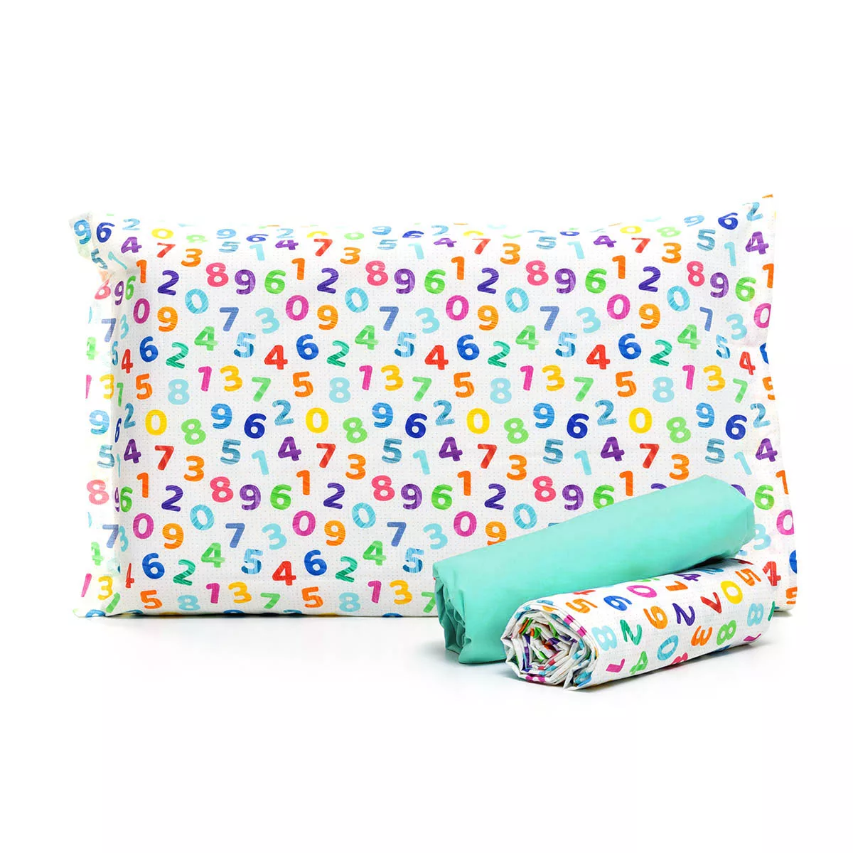 Jogo de Cama Números com Lençol de Elástico Verde Tiffany