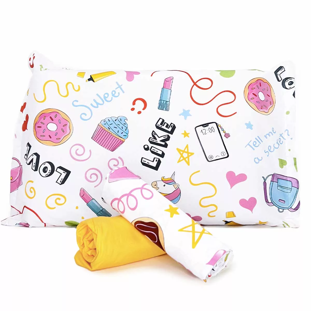 Jogo de Cama Sweet com Lençol de Elástico Amarelo Ovo