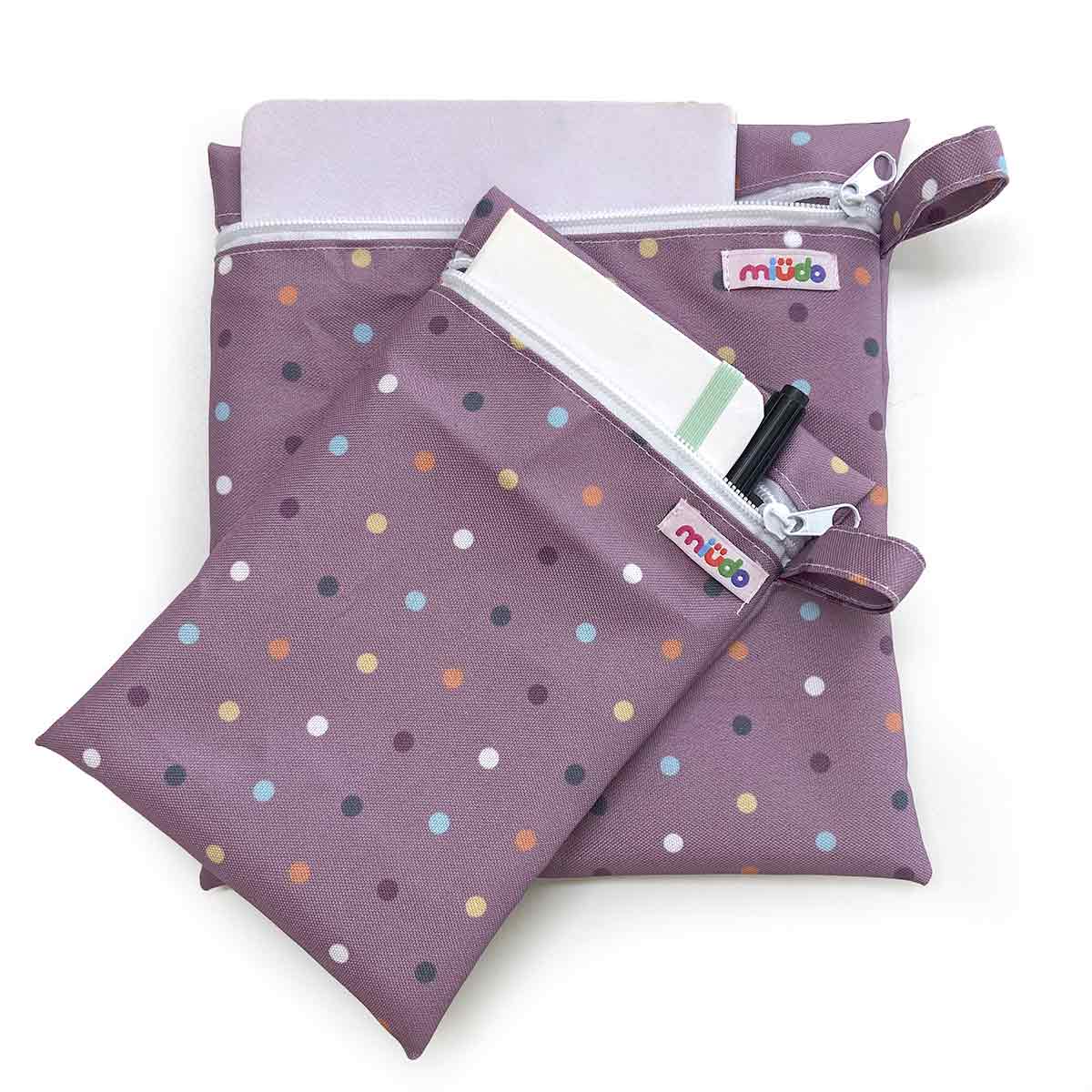 Kit 2 Bolsinhas de Nylon Poá Tons Terrosos Lilás