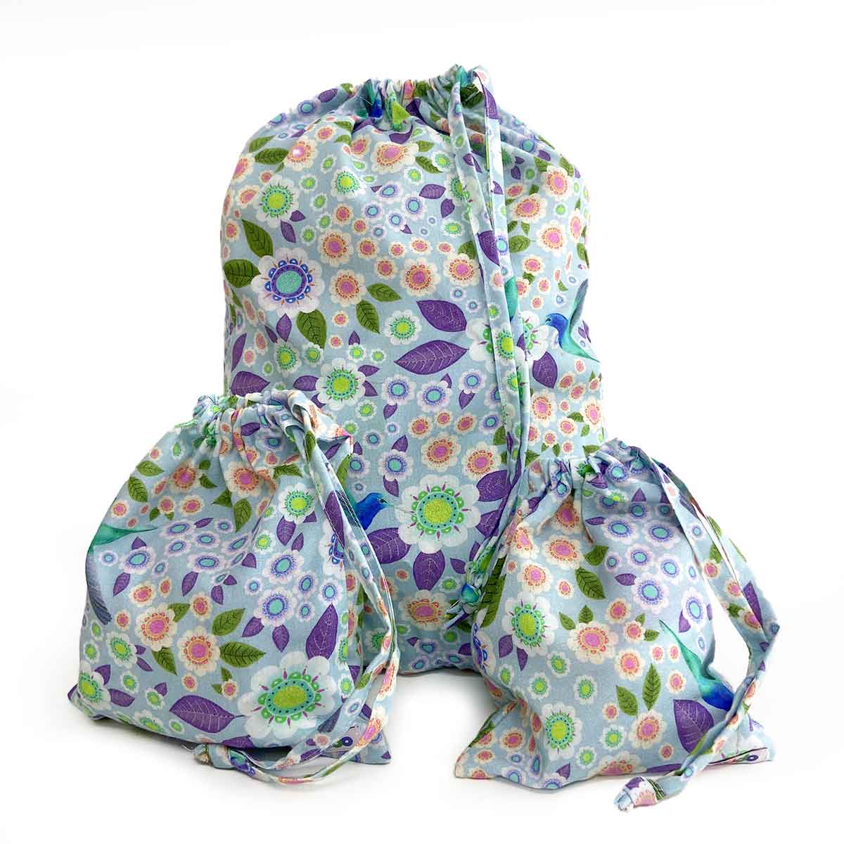 Saco Organizador Infantil Multiuso – Beija Flor – Kit com 3