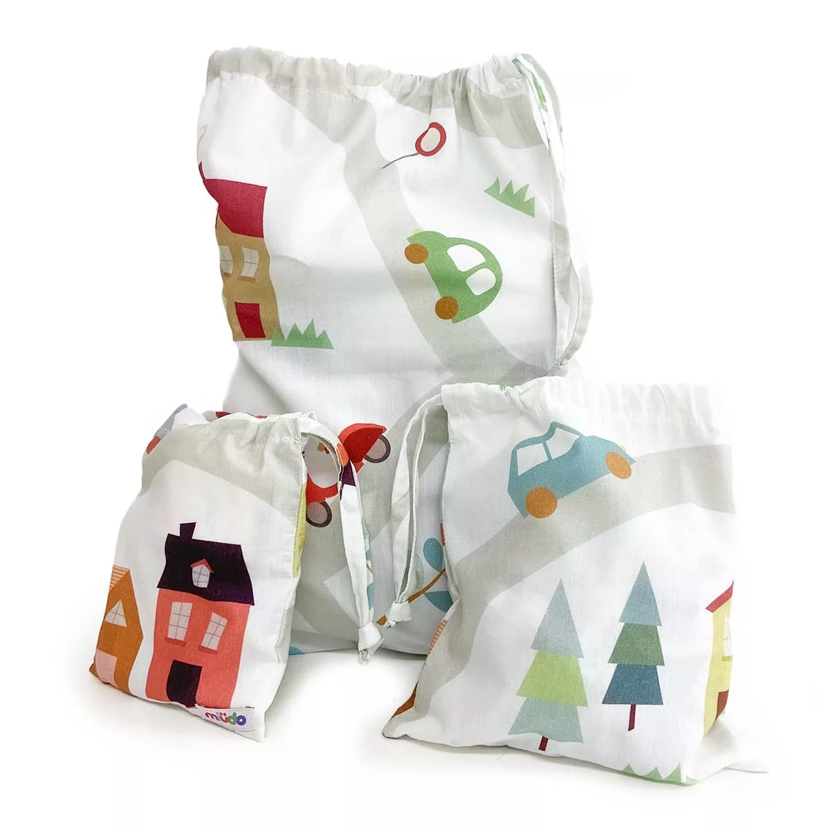 Saco Organizador Infantil Multiuso – Carrinhos – Kit com 3