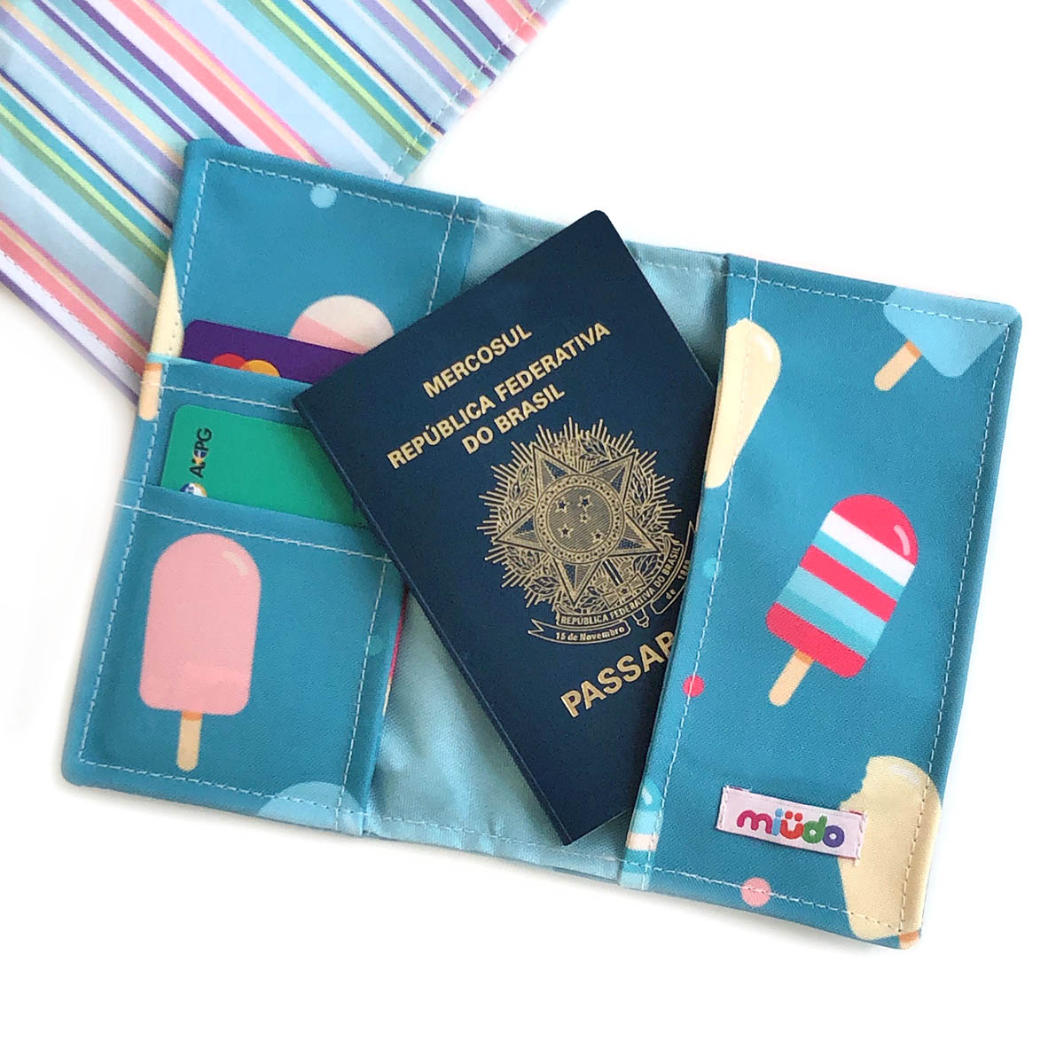 Porta Passaporte Picolé Azul